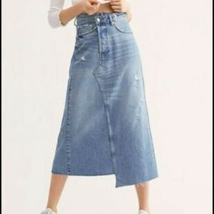 Free People We the Free Reworked Denim Midi Skirt